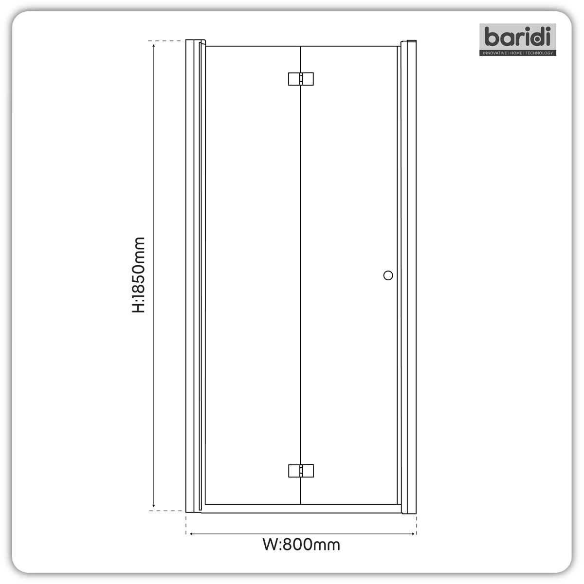 Sealey Bi-Fold Shower Door 800 x 1850mm, 6mm Tempered Glass, Reversible - Chrome Model No-DH305
