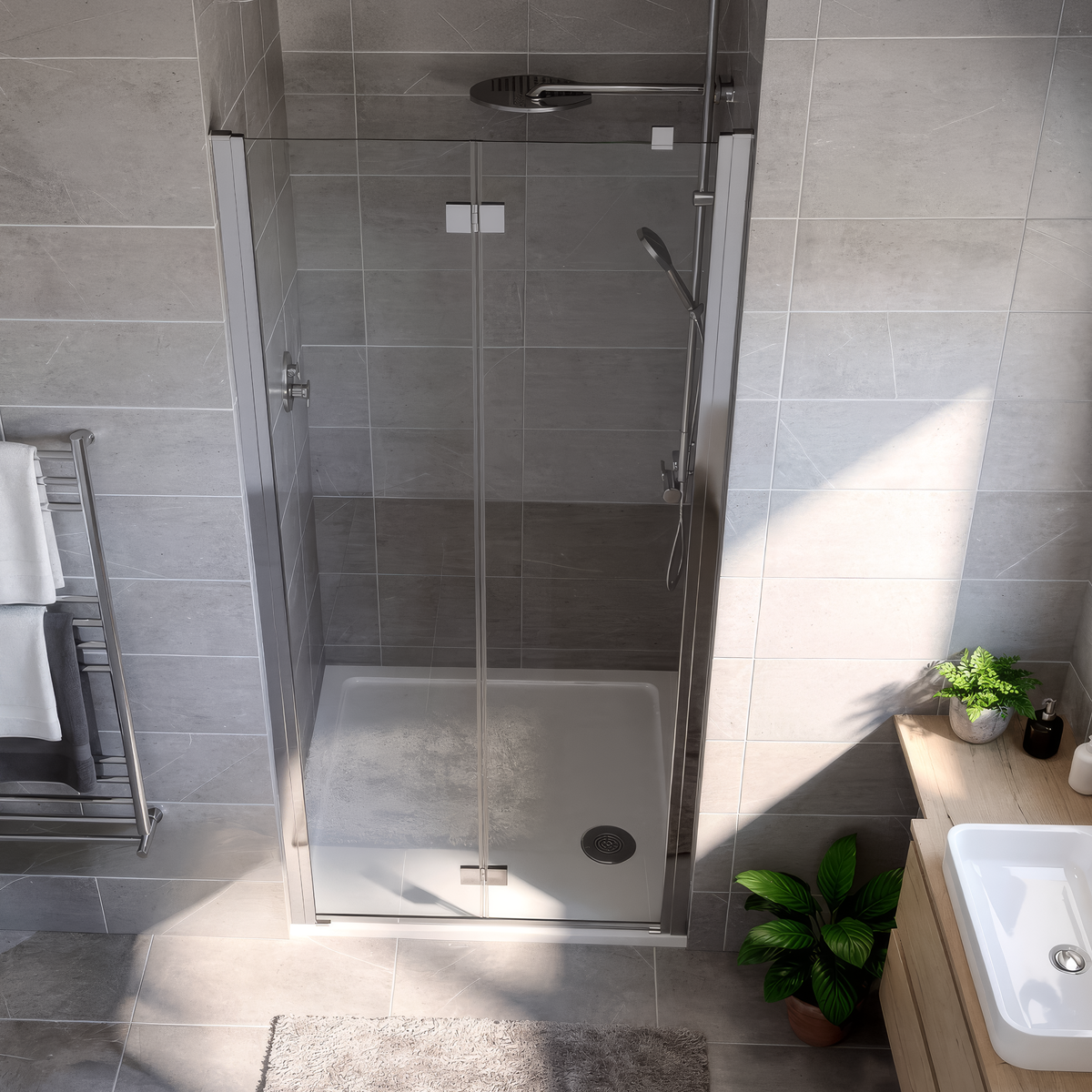 Sealey Bi-Fold Shower Door 800 x 1850mm, 6mm Tempered Glass, Reversible - Chrome Model No-DH305