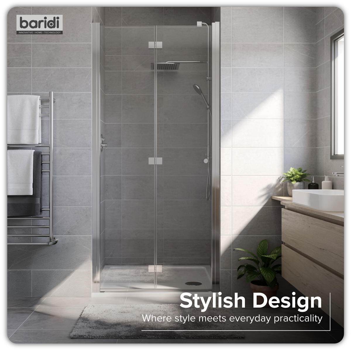 Sealey Bi-Fold Shower Door 800 x 1850mm, 6mm Tempered Glass, Reversible - Chrome Model No-DH305