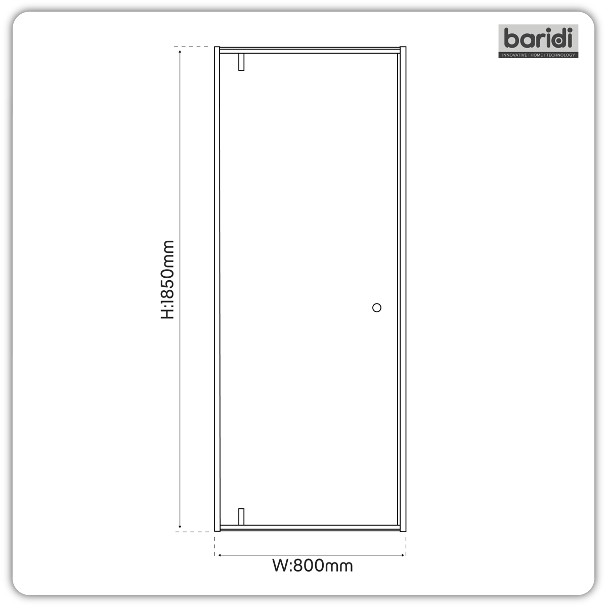 Sealey Hinged Shower Door 800 x 1850mm, 6mm Tempered Glass, Reversible - Chrome Model No-DH306