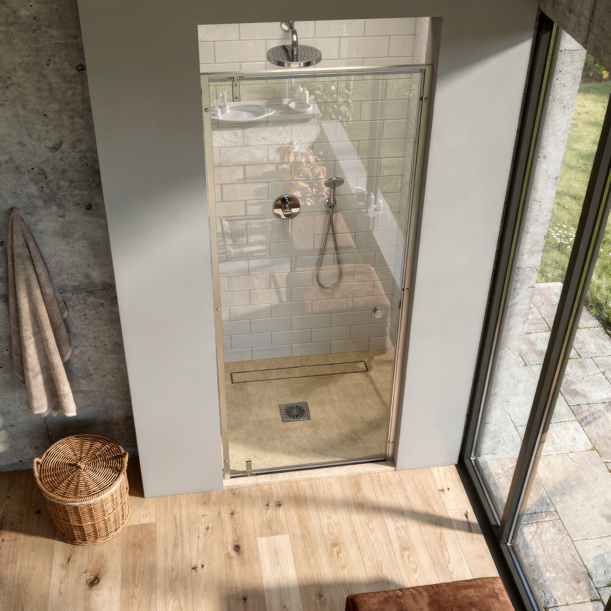Sealey Hinged Shower Door 800 x 1850mm, 6mm Tempered Glass, Reversible - Chrome Model No-DH306
