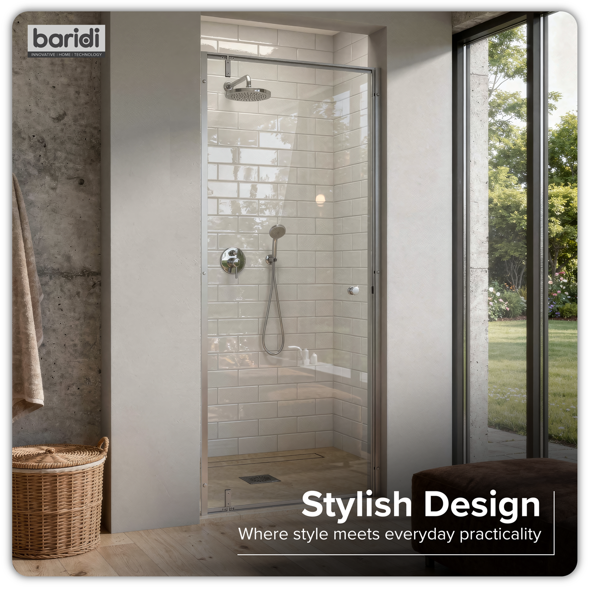 Sealey Hinged Shower Door 800 x 1850mm, 6mm Tempered Glass, Reversible - Chrome Model No-DH306