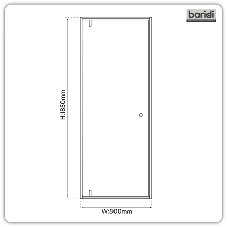 Sealey Hinged Shower Door 800 x 1850mm, 6mm Tempered Glass, Reversible - Black Model No-DH307