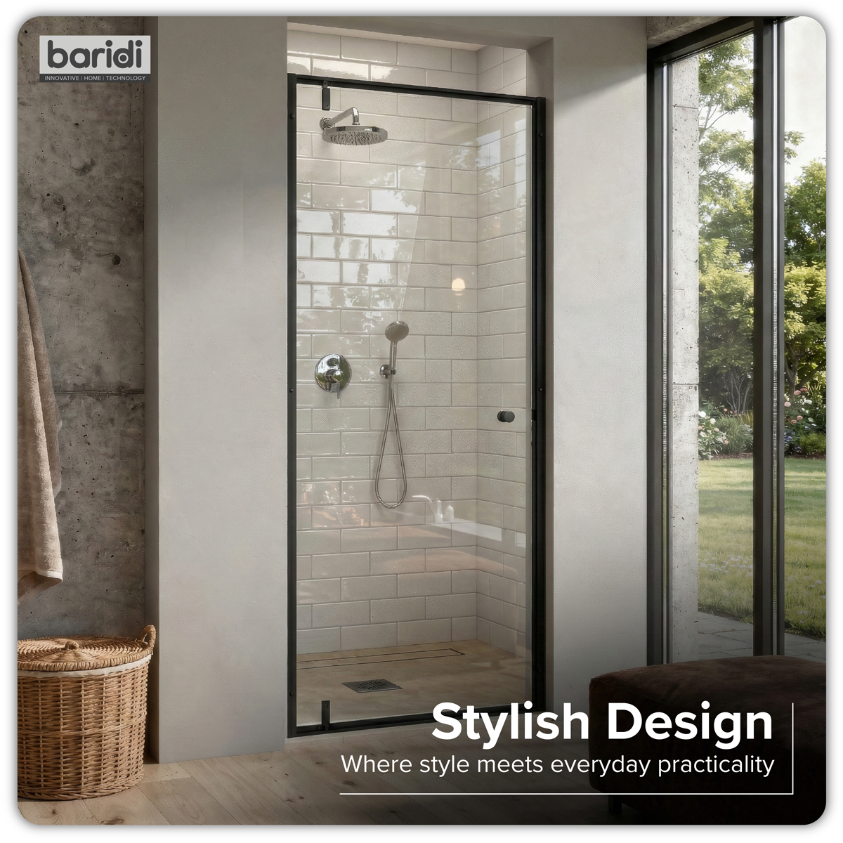 Sealey Hinged Shower Door 800 x 1850mm, 6mm Tempered Glass, Reversible - Black Model No-DH307