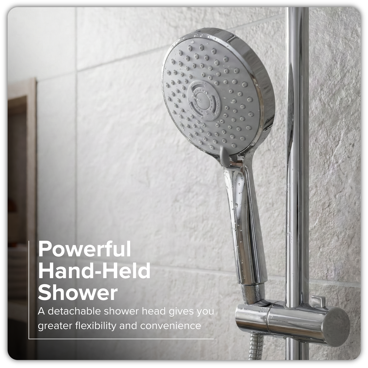 Sealey Thermostatic Shower Mixer Set, 20cm Round Head, Adjustable Rail - Chrome Model No-DH314