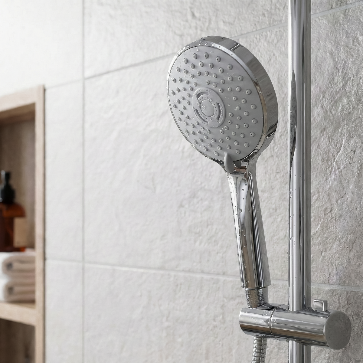 Sealey Thermostatic Shower Mixer Set, 20cm Round Head, Adjustable Rail - Chrome Model No-DH314