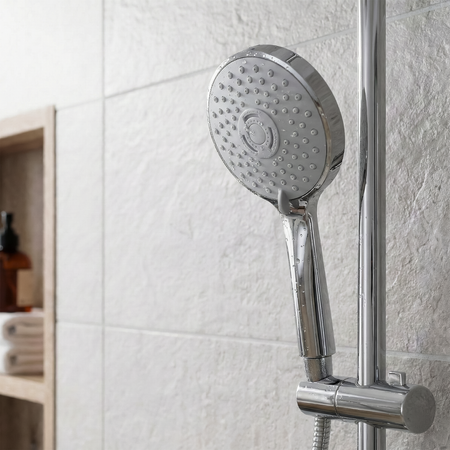 Sealey Thermostatic Shower Mixer Set, 20cm Round Head, Adjustable Rail - Chrome Model No-DH314