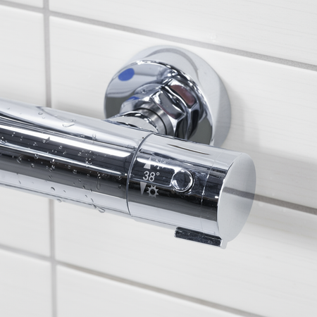 Sealey Thermostatic Shower Mixer Set, 20cm Round Head, Adjustable Rail - Chrome Model No-DH314