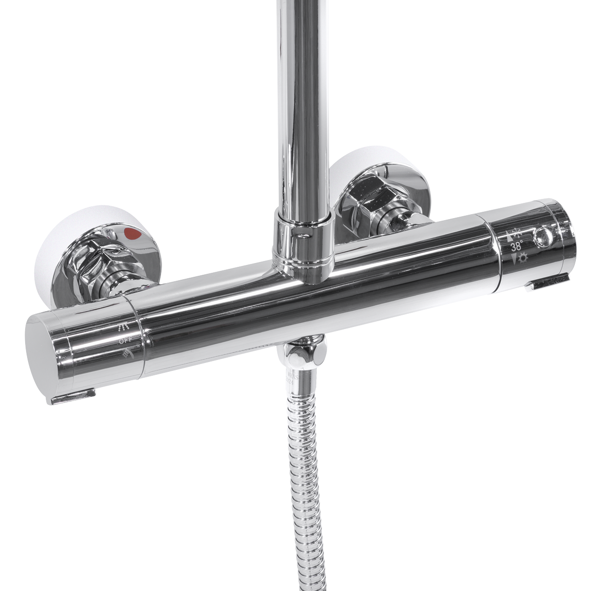 Sealey Thermostatic Shower Mixer Set, 20cm Round Head, Adjustable Rail - Chrome Model No-DH314
