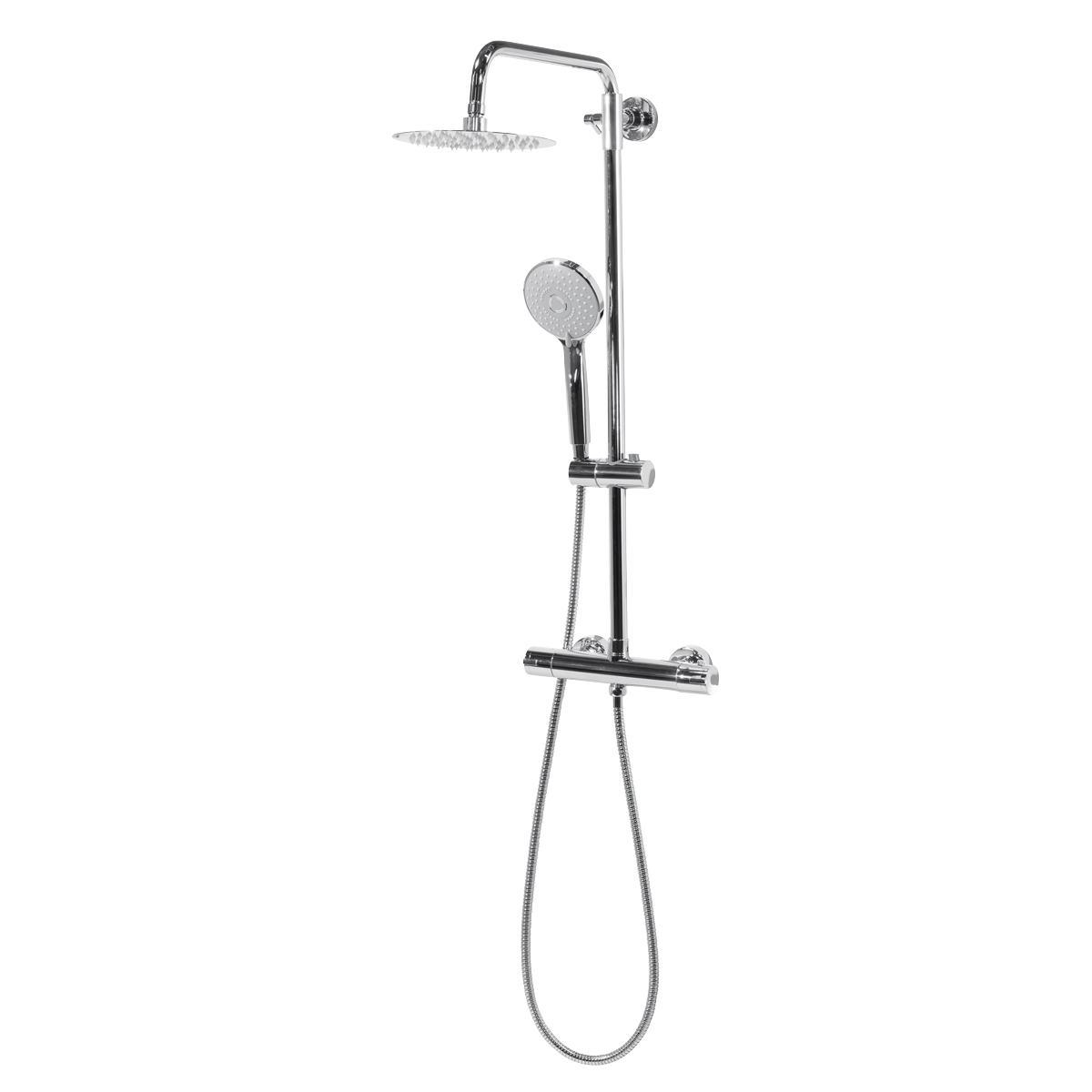 Sealey Thermostatic Shower Mixer Set, 20cm Round Head, Adjustable Rail - Chrome Model No-DH314
