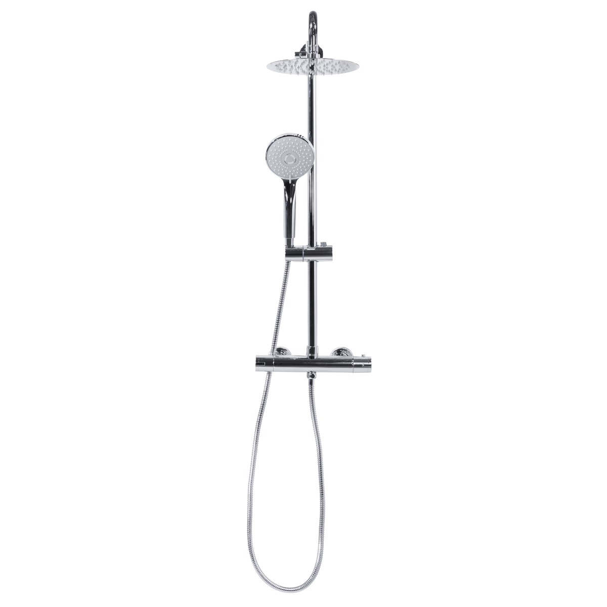 Sealey Thermostatic Shower Mixer Set, 20cm Round Head, Adjustable Rail - Chrome Model No-DH314