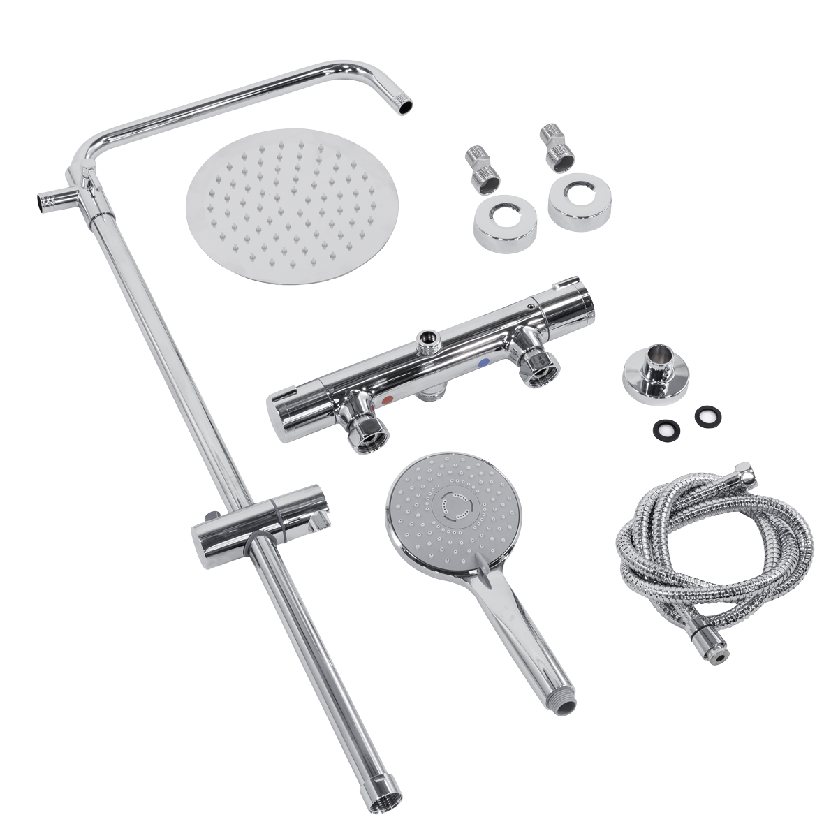 Sealey Thermostatic Shower Mixer Set, 20cm Round Head, Adjustable Rail - Chrome Model No-DH314