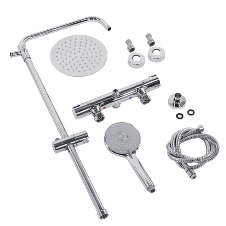 Sealey Thermostatic Shower Mixer Set, 20cm Round Head, Adjustable Rail - Chrome Model No-DH314