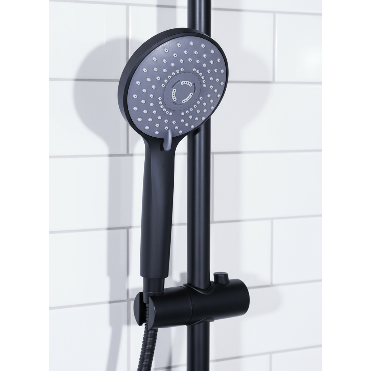 Sealey Thermostatic Shower Mixer Set, 20cm Round Head, Adjustable Rail - Black Model No-DH315