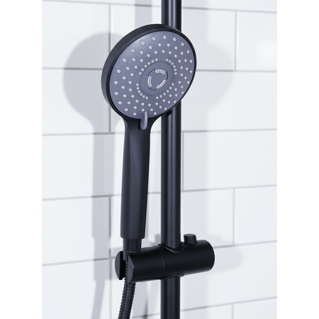 Sealey Thermostatic Shower Mixer Set, 20cm Round Head, Adjustable Rail - Black Model No-DH315