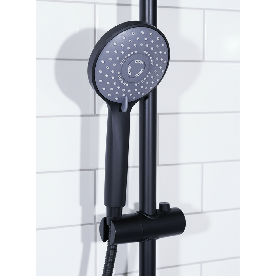 Sealey Thermostatic Shower Mixer Set, 20cm Round Head, Adjustable Rail - Black Model No-DH315