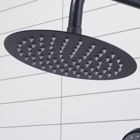Sealey Thermostatic Shower Mixer Set, 20cm Round Head, Adjustable Rail - Black Model No-DH315