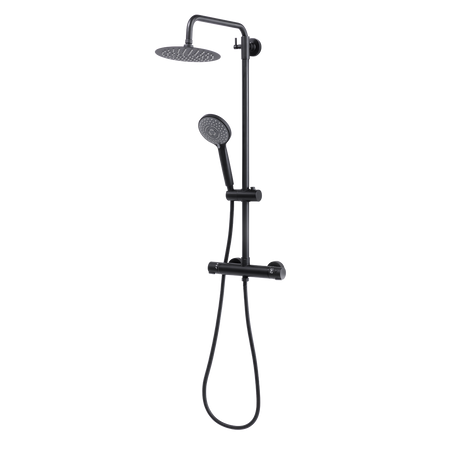 Sealey Thermostatic Shower Mixer Set, 20cm Round Head, Adjustable Rail - Black Model No-DH315