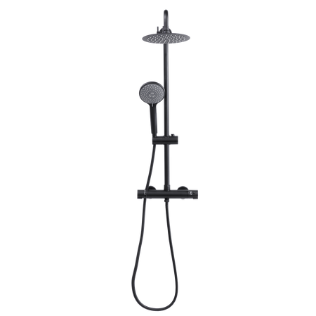Sealey Thermostatic Shower Mixer Set, 20cm Round Head, Adjustable Rail - Black Model No-DH315