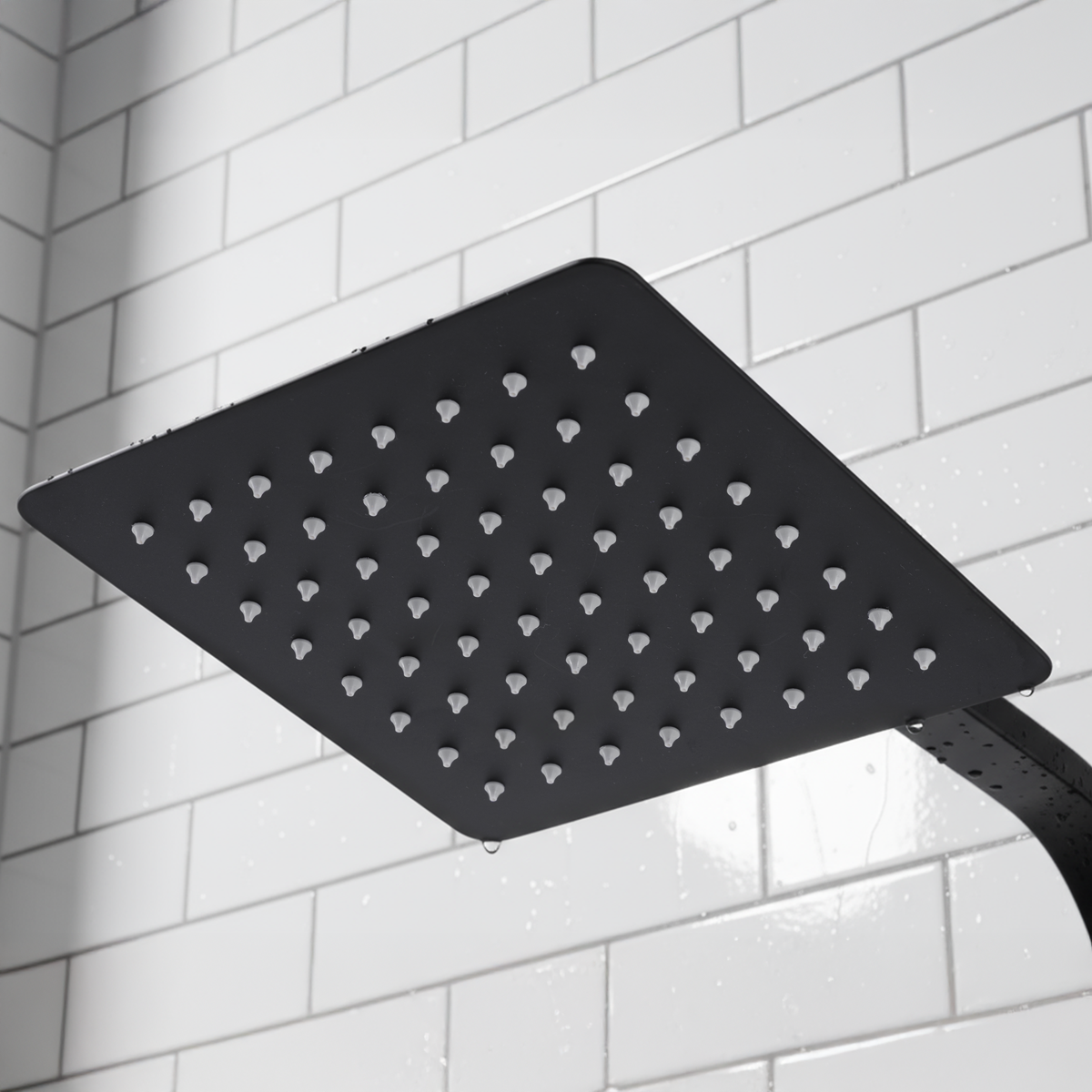 Sealey Thermostatic Shower Mixer Set, 20x20cm Square Head, Adjustable Rail - Black Model No-DH317