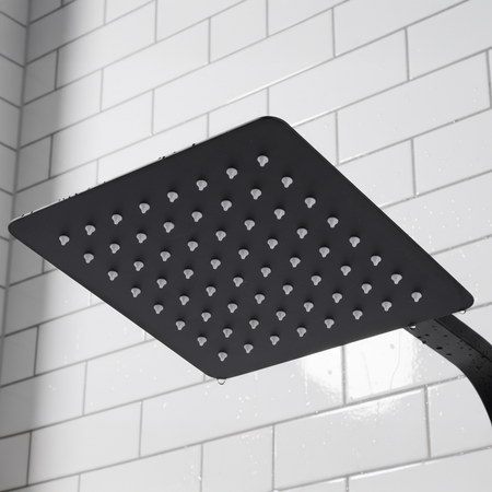 Sealey Thermostatic Shower Mixer Set, 20x20cm Square Head, Adjustable Rail - Black Model No-DH317