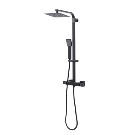 Sealey Thermostatic Shower Mixer Set, 20x20cm Square Head, Adjustable Rail - Black Model No-DH317
