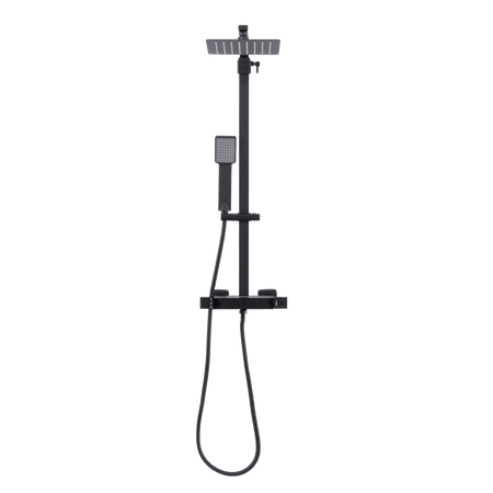 Sealey Thermostatic Shower Mixer Set, 20x20cm Square Head, Adjustable Rail - Black Model No-DH317