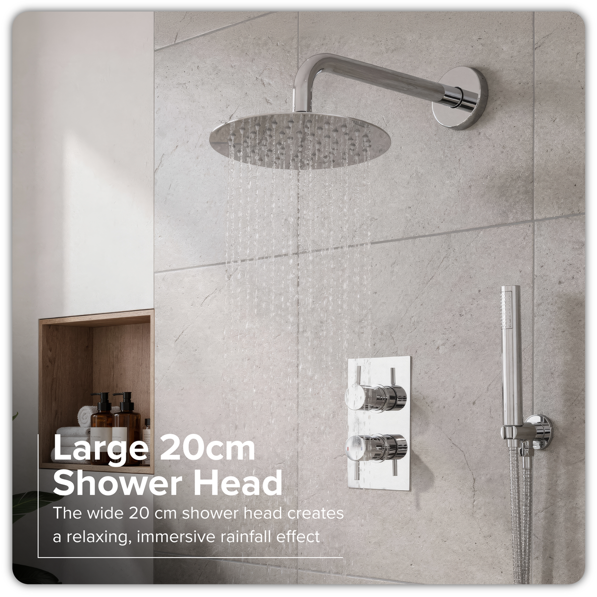 Sealey Concealed Thermostatic Shower Set 20cm Round Head & Hand Shower - Chrome Model No-DH318