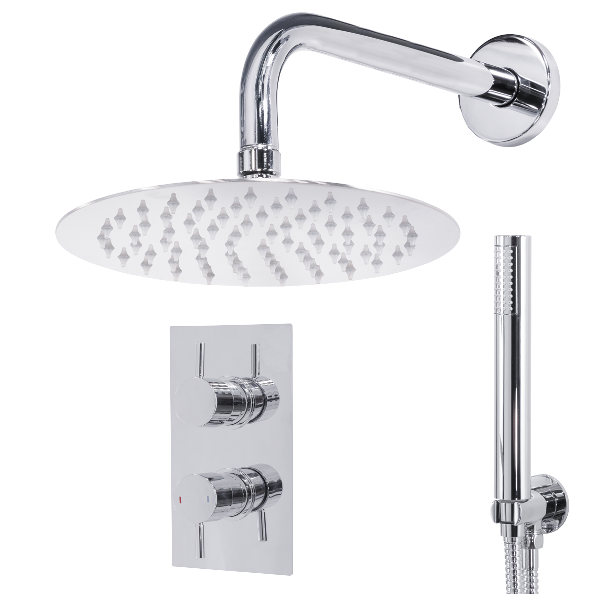 Sealey Concealed Thermostatic Shower Set 20cm Round Head & Hand Shower - Chrome Model No-DH318