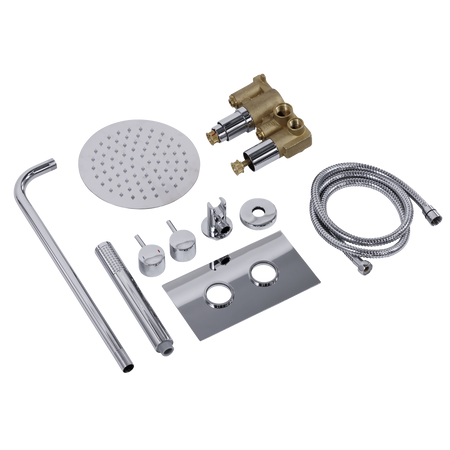 Sealey Concealed Thermostatic Shower Set 20cm Round Head & Hand Shower - Chrome Model No-DH318