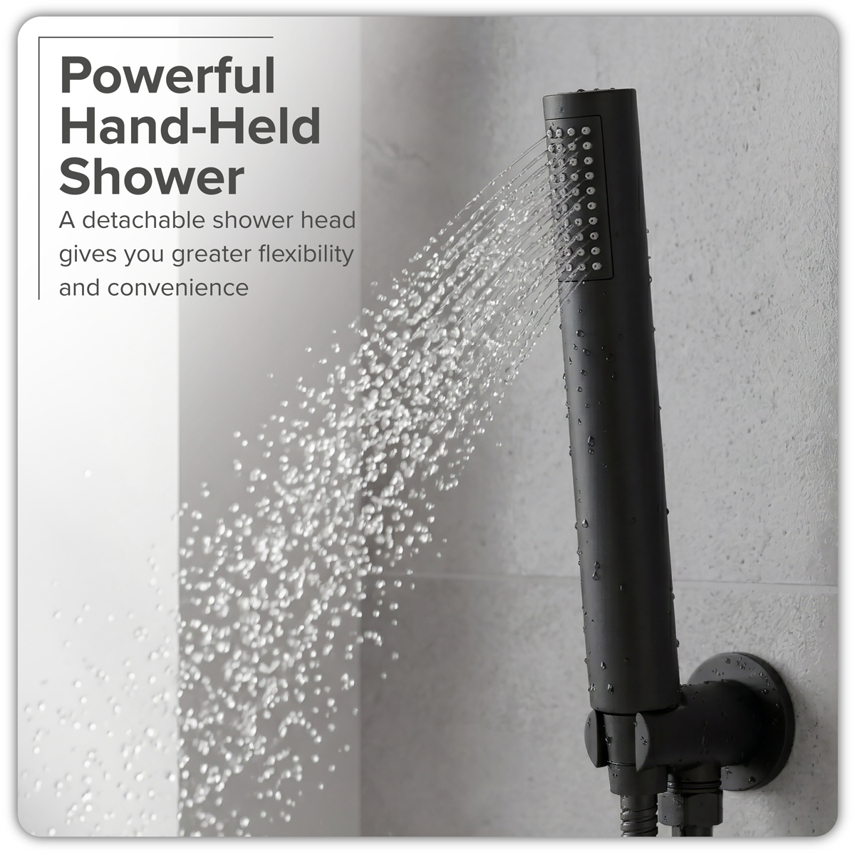 Sealey Concealed Thermostatic Shower Set, 20cm Round Head & Hand Shower - Black Model No-DH319