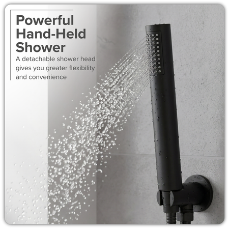 Sealey Concealed Thermostatic Shower Set, 20cm Round Head & Hand Shower - Black Model No-DH319