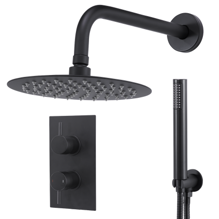 Sealey Concealed Thermostatic Shower Set, 20cm Round Head & Hand Shower - Black Model No-DH319