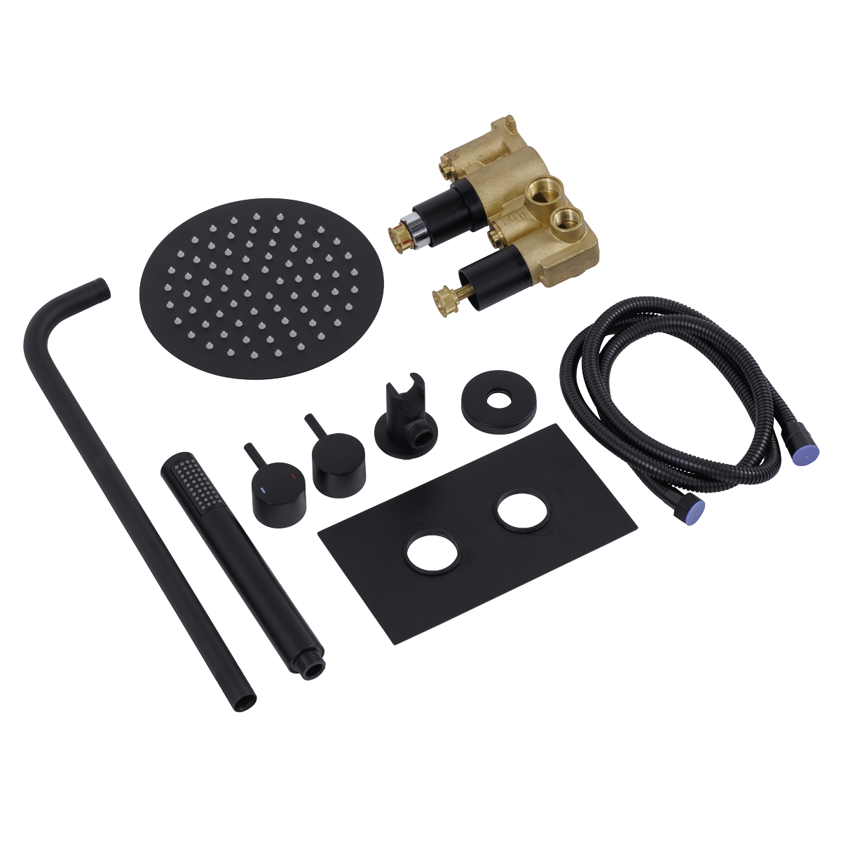 Sealey Concealed Thermostatic Shower Set, 20cm Round Head & Hand Shower - Black Model No-DH319