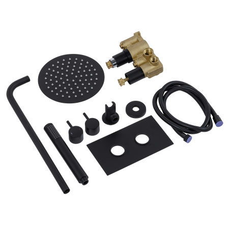 Sealey Concealed Thermostatic Shower Set, 20cm Round Head & Hand Shower - Black Model No-DH319