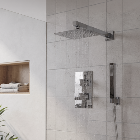 Sealey Concealed Thermostatic Shower Set 20 x 20cm Square Head & Hand Shower - Chrome Model No-DH320