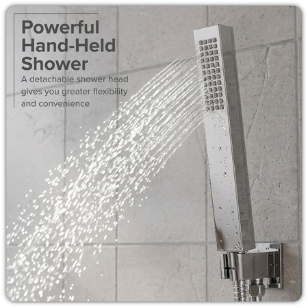 Sealey Concealed Thermostatic Shower Set 20 x 20cm Square Head & Hand Shower - Chrome Model No-DH320