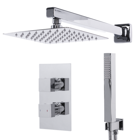 Sealey Concealed Thermostatic Shower Set 20 x 20cm Square Head & Hand Shower - Chrome Model No-DH320