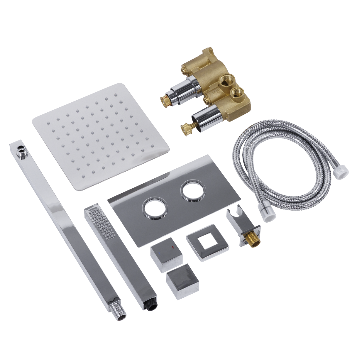 Sealey Concealed Thermostatic Shower Set 20 x 20cm Square Head & Hand Shower - Chrome Model No-DH320