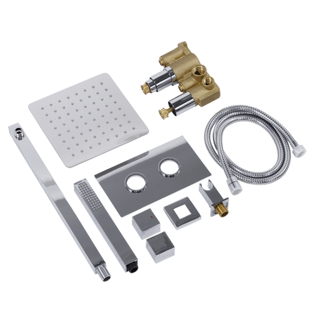 Sealey Concealed Thermostatic Shower Set 20 x 20cm Square Head & Hand Shower - Chrome Model No-DH320