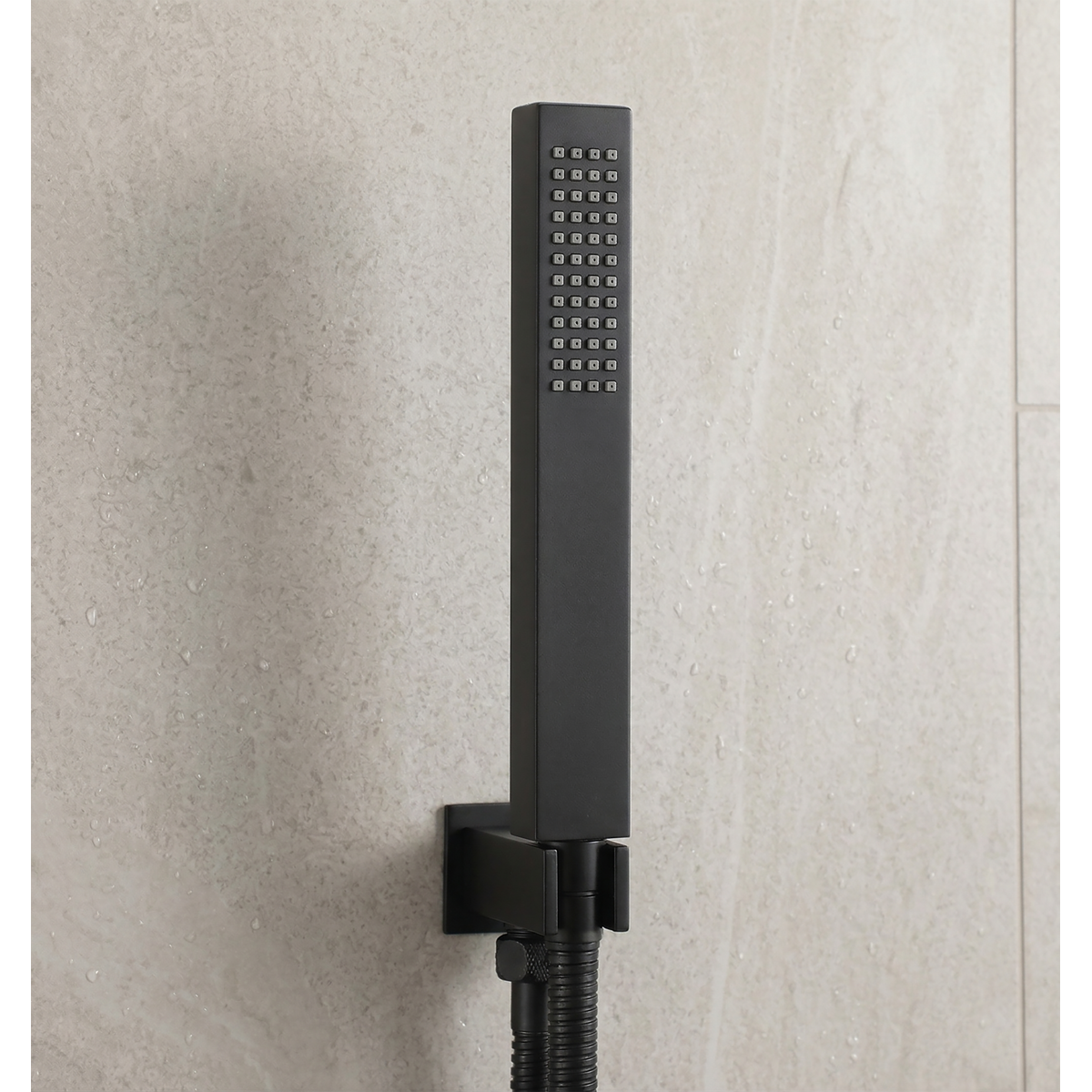 Sealey Concealed Thermostatic Shower Set 20 x 20cm Square Head & Hand Shower - Black Model No-DH321