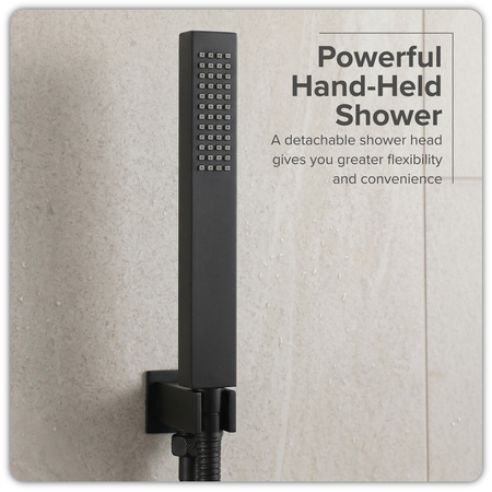 Sealey Concealed Thermostatic Shower Set 20 x 20cm Square Head & Hand Shower - Black Model No-DH321