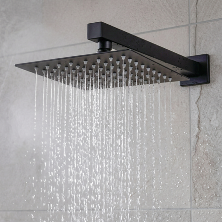 Sealey Concealed Thermostatic Shower Set 20 x 20cm Square Head & Hand Shower - Black Model No-DH321