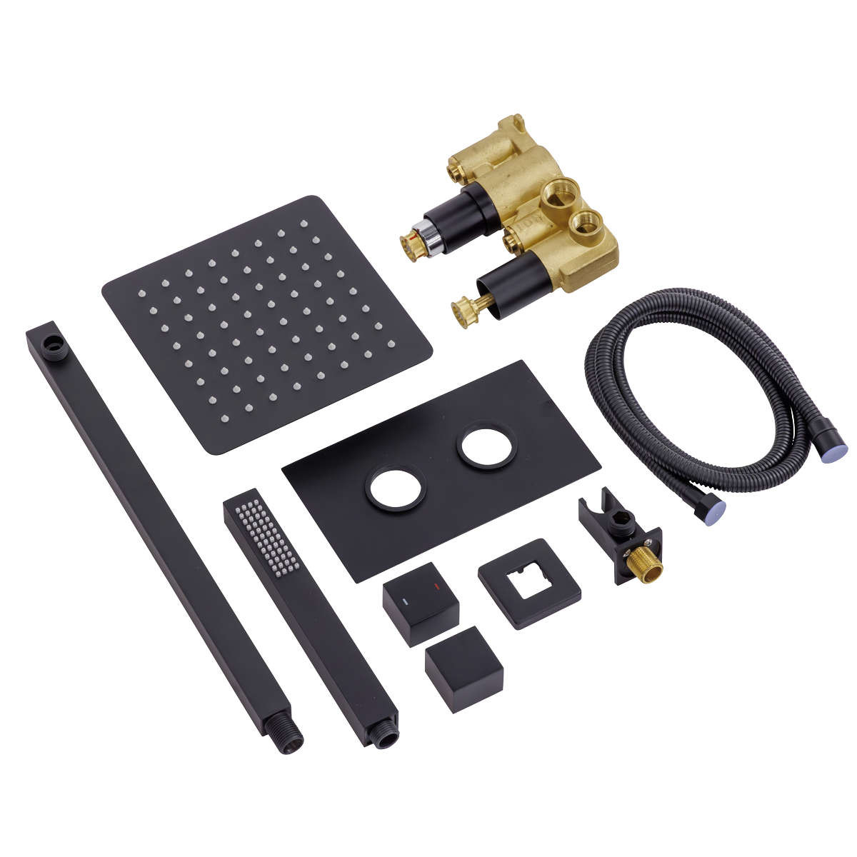 Sealey Concealed Thermostatic Shower Set 20 x 20cm Square Head & Hand Shower - Black Model No-DH321