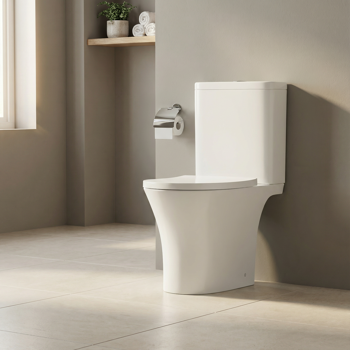Sealey Baridi Close-Coupled Toilet with Soft Close Seat, Dual Flush Cistern & Rimless Flush – White Model No-DH332