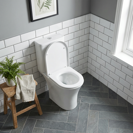 Sealey Baridi Close-Coupled Toilet with Soft Close Seat, Dual Flush Cistern & Rimless Flush – White Model No-DH332