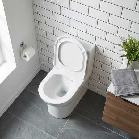 Sealey Baridi Close-Coupled Toilet with Soft Close Seat, Dual Flush Cistern & Rimless Flush – White Model No-DH333
