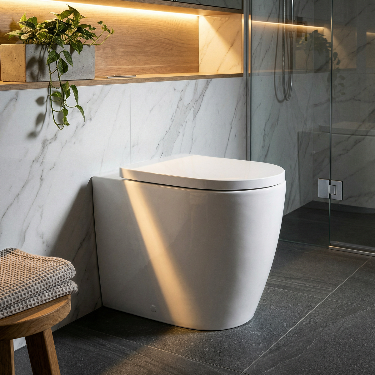 Sealey Back-to-Wall Toilet with Soft Close Seat & Rimless Flush – White Model No-DH334