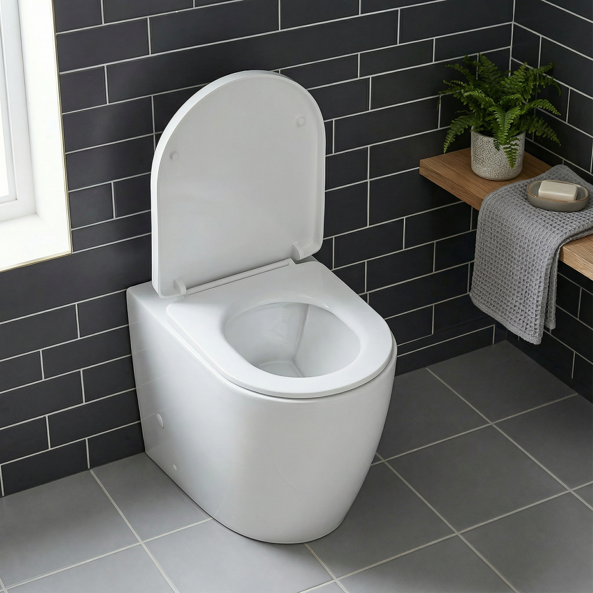 Sealey Back-to-Wall Toilet with Soft Close Seat & Rimless Flush – White Model No-DH334
