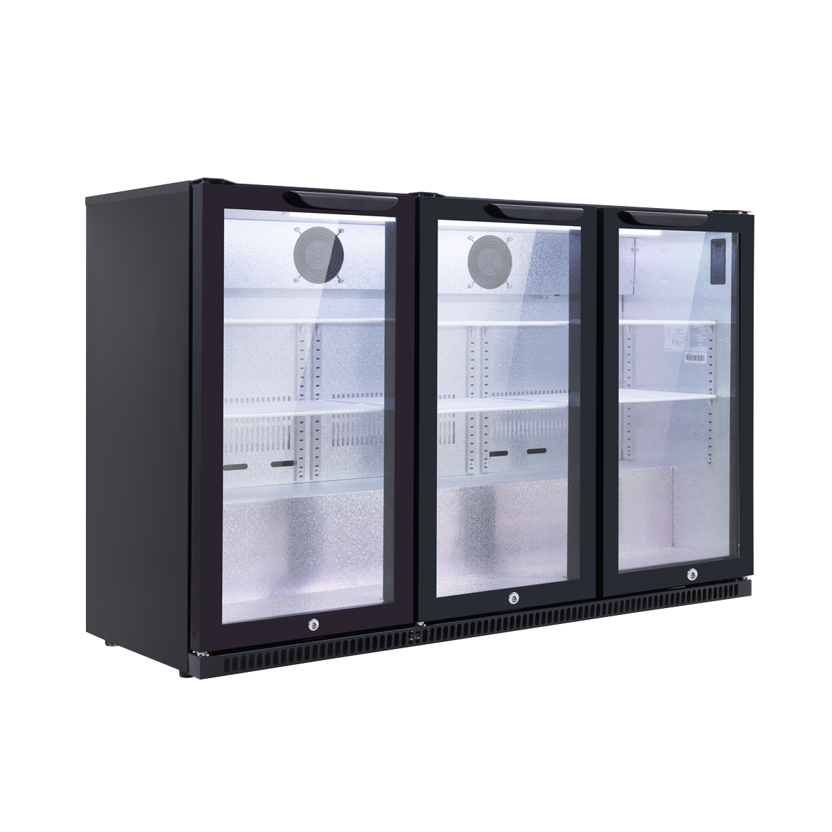 Sealey Baridi Back Bar Drinks Fridge/Cooler with Triple Hinged Door & Security Lock 307L - Black Model No-DH336
